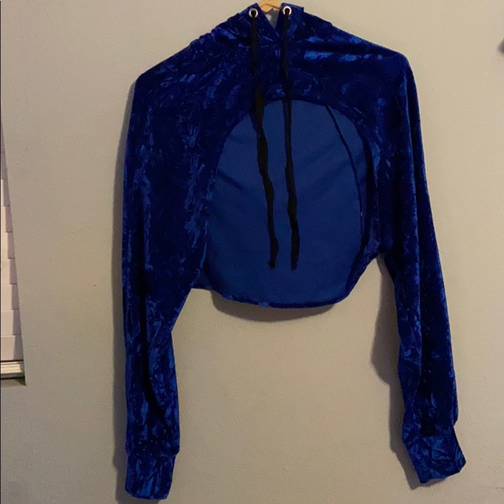 Vibrant blue cut off crop hoodie